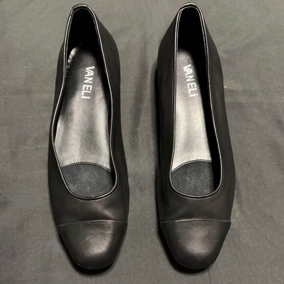 Vaneli Shoes - Vaneli Womens Black Italian Leather Ballet Flats Fc313 Sz 6.5 Narrow Lightweight